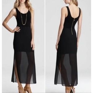 Vince Camuto Womens Black Tank Dress Mini with Long Chiffon Overlay Size XS